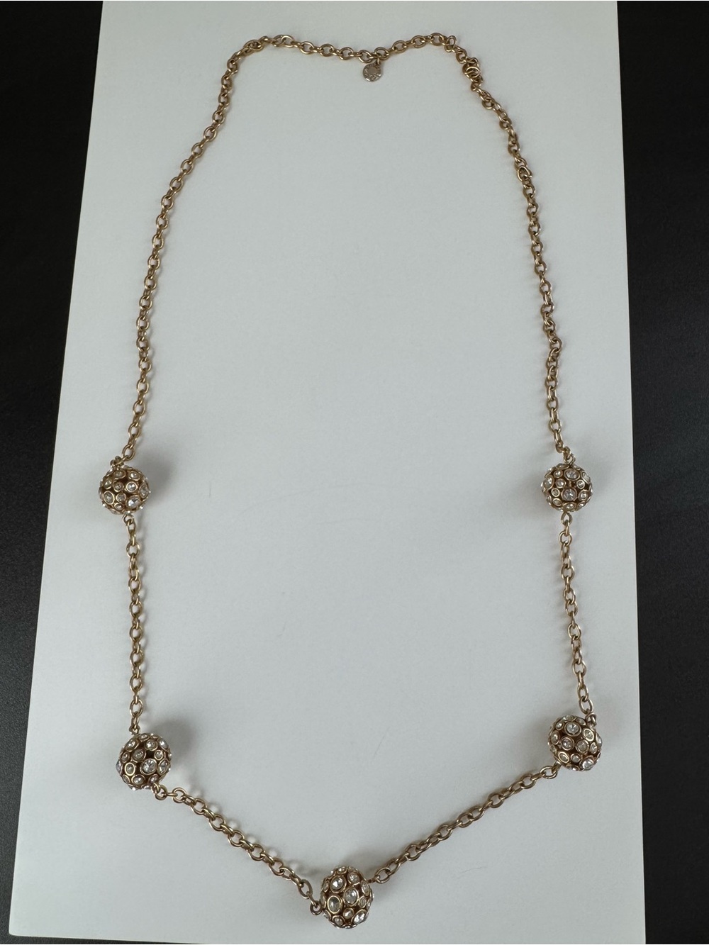 J. Crew Gold-Tone Beaded Station Necklace with Crystal-Accented Spheres
